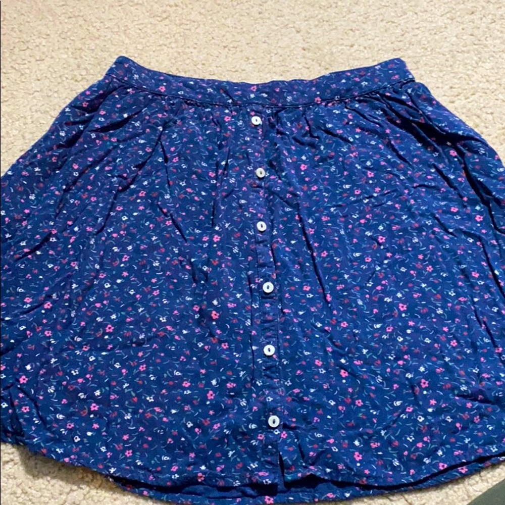 Navy blue and floral flowy skirt